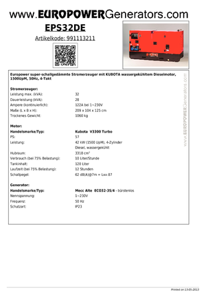 Дизелови генератори Europower EPS 32 DE (MA)