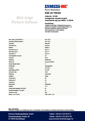 Дизелови генератори Endress ESE 45 YW/AS 