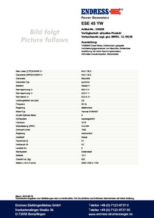 Дизелови генератори Endress ESE 45 YW 