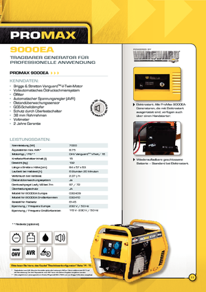 Дизелови генератори Vanguard Promax 9000 EA
