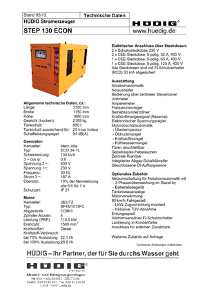 Дизелови генератори Hüdig Step 130