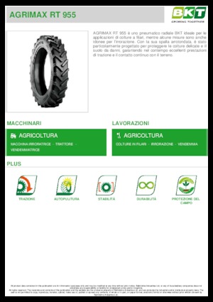 Гуми за селскостопански машини BKT AGRIMAX RT 955 270/95 R 36