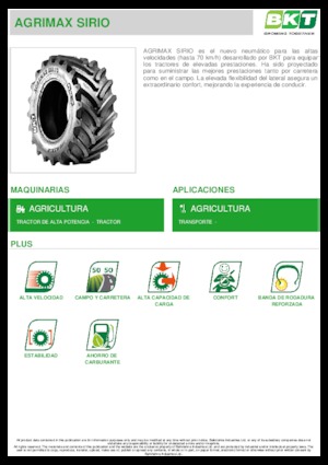 Гуми за селскостопански машини BKT AGRIMAX SIRIO 540/65 R 38