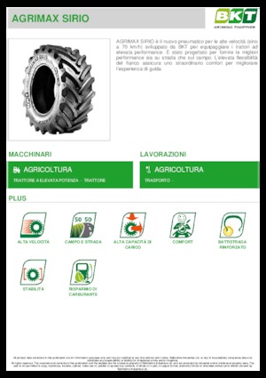 Гуми за селскостопански машини BKT AGRIMAX SIRIO 540/65 R 38
