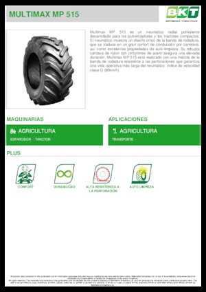 Гуми за селскостопански машини BKT MULTIMAX MP 515 445/65 R 22.5 MPT
