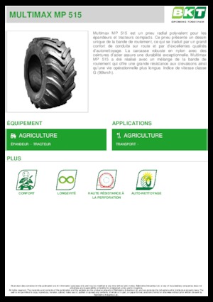 Гуми за селскостопански машини BKT MULTIMAX MP 515 445/65 R 22.5 MPT
