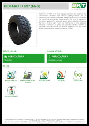 Гуми за селскостопански машини BKT RIDEMAX IT 697 M+S 600/70 R30