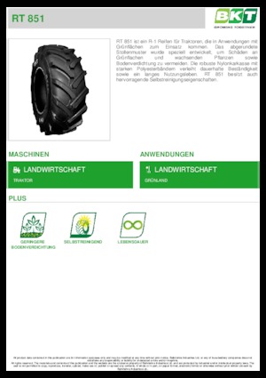 Гуми за селскостопански машини BKT RT 851 14.9L R 20