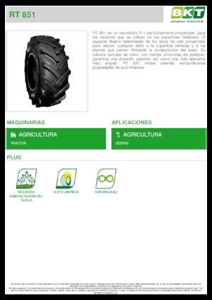 Гуми за селскостопански машини BKT RT 851 14.9L R 20