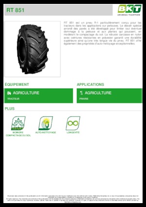 Гуми за селскостопански машини BKT RT 851 14.9L R 20