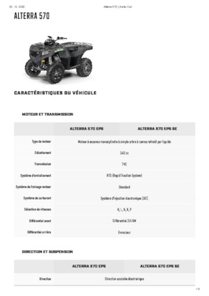 Автомобили за всякакви терени (ATV) и мотори на четири колела Artic Cat ALTERRA 570 EPS SE 
