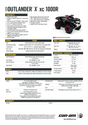 Автомобили за всякакви терени (ATV) и мотори на четири колела can-am OUTLANDER 1000RX XC 