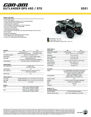 Автомобили за всякакви терени (ATV) и мотори на четири колела can-am OUTLANDER 450 DPS 