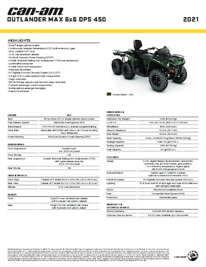 Автомобили за всякакви терени (ATV) и мотори на четири колела can-am OUTLANDER MAX 6X6 DPS  450 