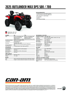 Автомобили за всякакви терени (ATV) и мотори на четири колела can-am OUTLANDER MAX DPS 700