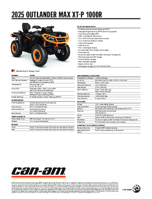 Автомобили за всякакви терени (ATV) и мотори на четири колела can-am OUTLANDER MAX XT-P 1000R
