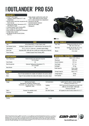 Автомобили за всякакви терени (ATV) и мотори на четири колела can-am OUTLANDER XU 650 