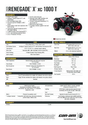 Автомобили за всякакви терени (ATV) и мотори на четири колела can-am RENEGADE X XC 1000T