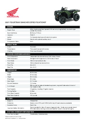 Автомобили за всякакви терени (ATV) и мотори на четири колела Honda TRX420TM1 