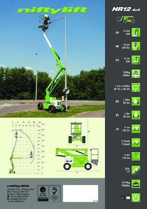 Колесни повдигачи с подвижна стрела Niftylift HR12DE