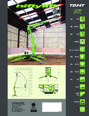 Пълзящи повдигачи с подвижна стрела Niftylift TD34T