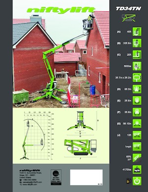 Пълзящи повдигачи с подвижна стрела Niftylift TD34TN