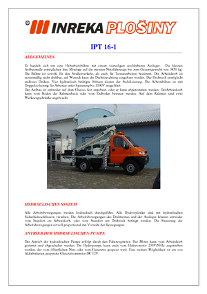 Телескопични вишки, монтирани на камион Inreka IPT 16-1