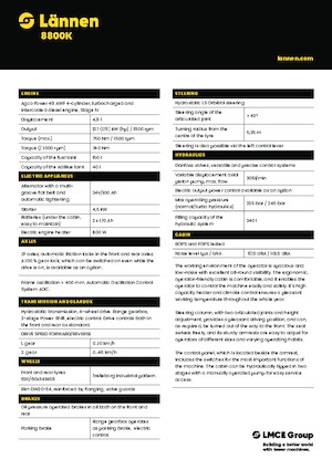 Багер-товарачи с обратно загребване Lännen 8800K