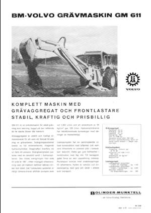 Багер-товарачи с обратно загребване Volvo GM 611
