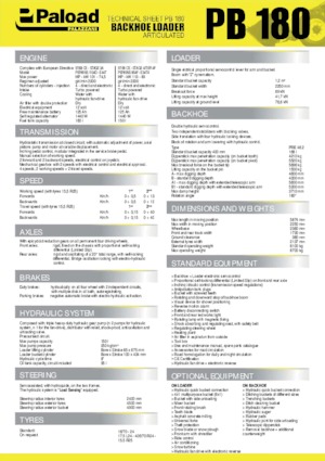 Багер-товарачи с обратно загребване Palazzani PB 180