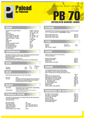 Багер-товарачи с обратно загребване Palazzani PB 70.2