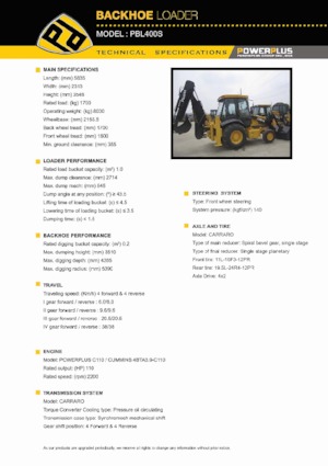 Багер-товарачи с обратно загребване PowerPlus PBL400S