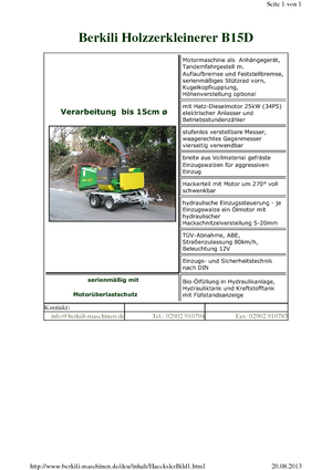 Дробилки за дърво Berkili B 15 D-L-SM