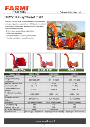 Дробилки за дърво Farmi CH 260 HFC