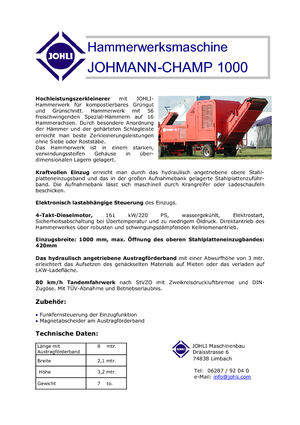 Дробилки за дърво Johli Champ 1000