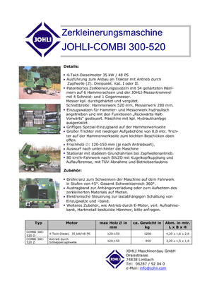 Дробилки за дърво Johli Combi 300 - 520 D