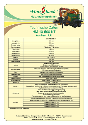 Дробилки за дърво Heizohack HM 10-500 KT
