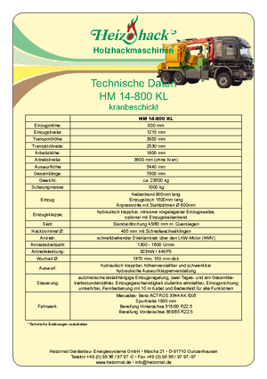 Дробилки за дърво Heizohack HM 14-800 KL