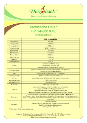 Дробилки за дърво Heizohack HM 14-800 KML