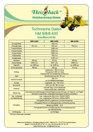 Дробилки за дърво Heizohack HM 5-400