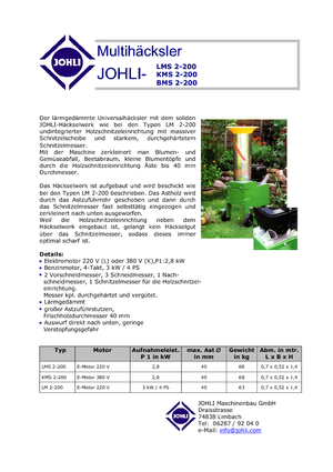 Дробилки за дърво Johli BMS 2-20