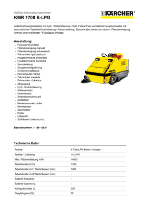 Компактни машини за метене Kärcher KMR 1700 B-LPG