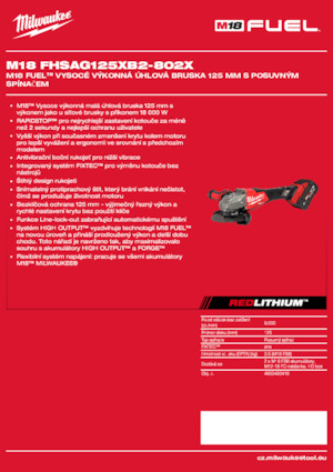 Акумулаторни ъглошлайфи Milwaukee M18 FHSAG125XB2-802X