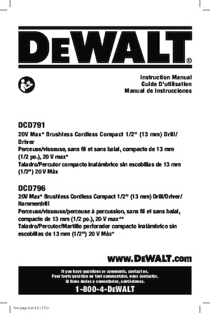 Акумулаторни бормашини и винтоверти DEWALT DCD791B