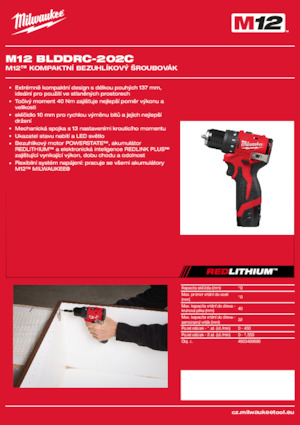 Акумулаторни бормашини и винтоверти Milwaukee M12 BLDDRC-202C