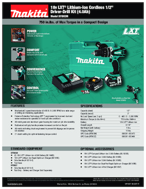 Акумулаторни бормашини и винтоверти Makita XFD03M 