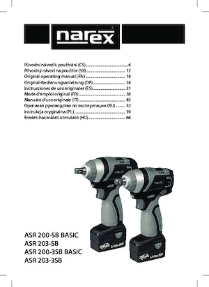 Акумулаторни ударни винтоверти и гаечни ключове Narex ASR 203-SB