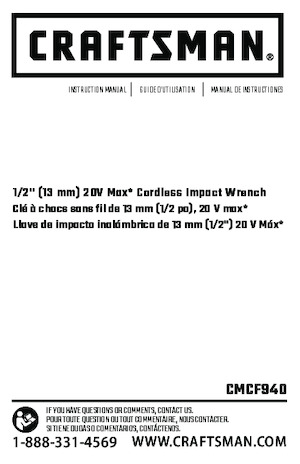 Акумулаторни ударни винтоверти и гаечни ключове Craftsman CMCF940M1