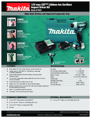 Акумулаторни ударни винтоверти и гаечни ключове Makita DT03Z