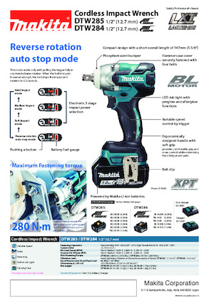 Акумулаторни ударни винтоверти и гаечни ключове Makita DTW285 